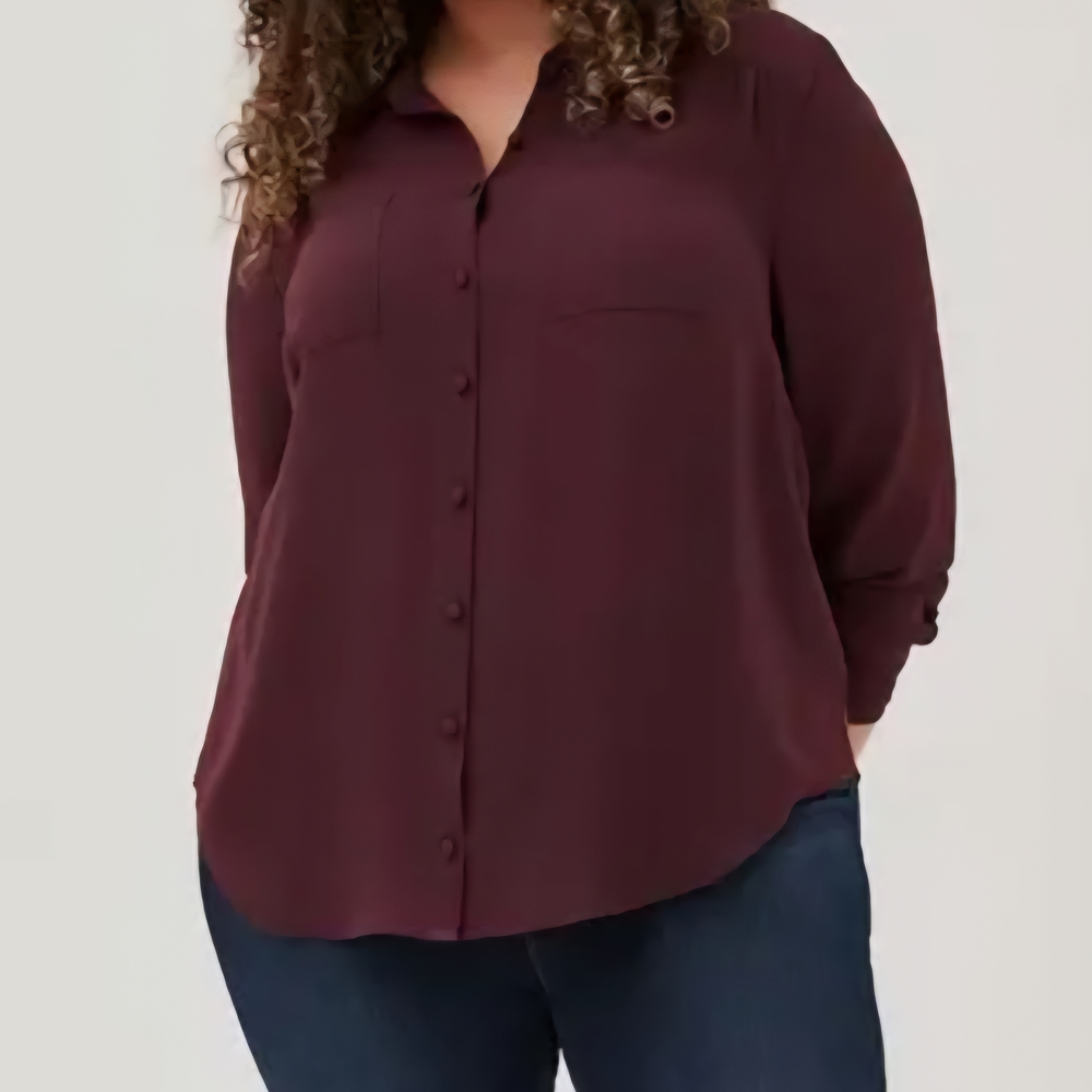 💥REDUCED  💥torrid Deep Purple Button Down Shirt - Picture 2 of 5
